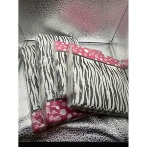 Greenbrier Party! Zebra Print Pink Polka Dot Napkins 4 Pack Beverage Buffet Set
